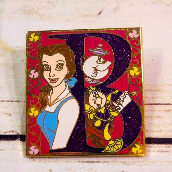 Disney pin Belle with friends storybook initial B