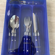 Gibson Flatware Set 24 Pieces Stainless Steel Blue With Silver NEW & SEALED