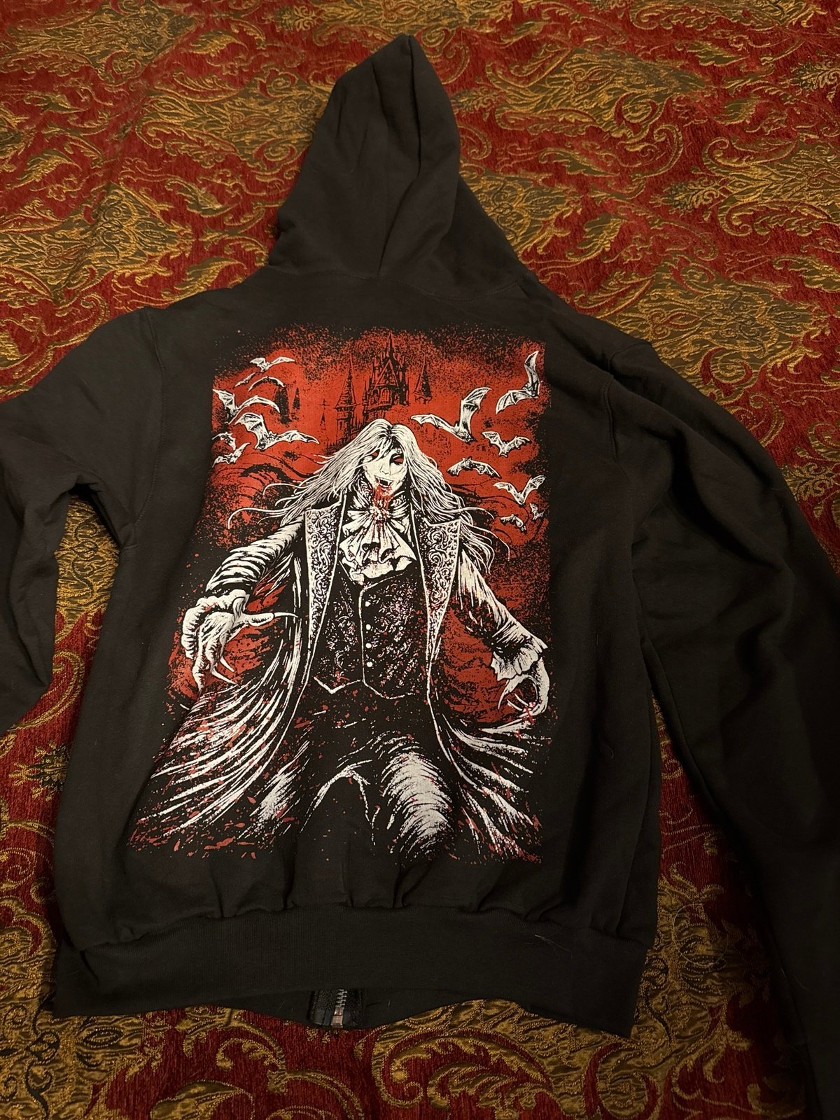 Gothic draculas castle vampire zip up hoodie