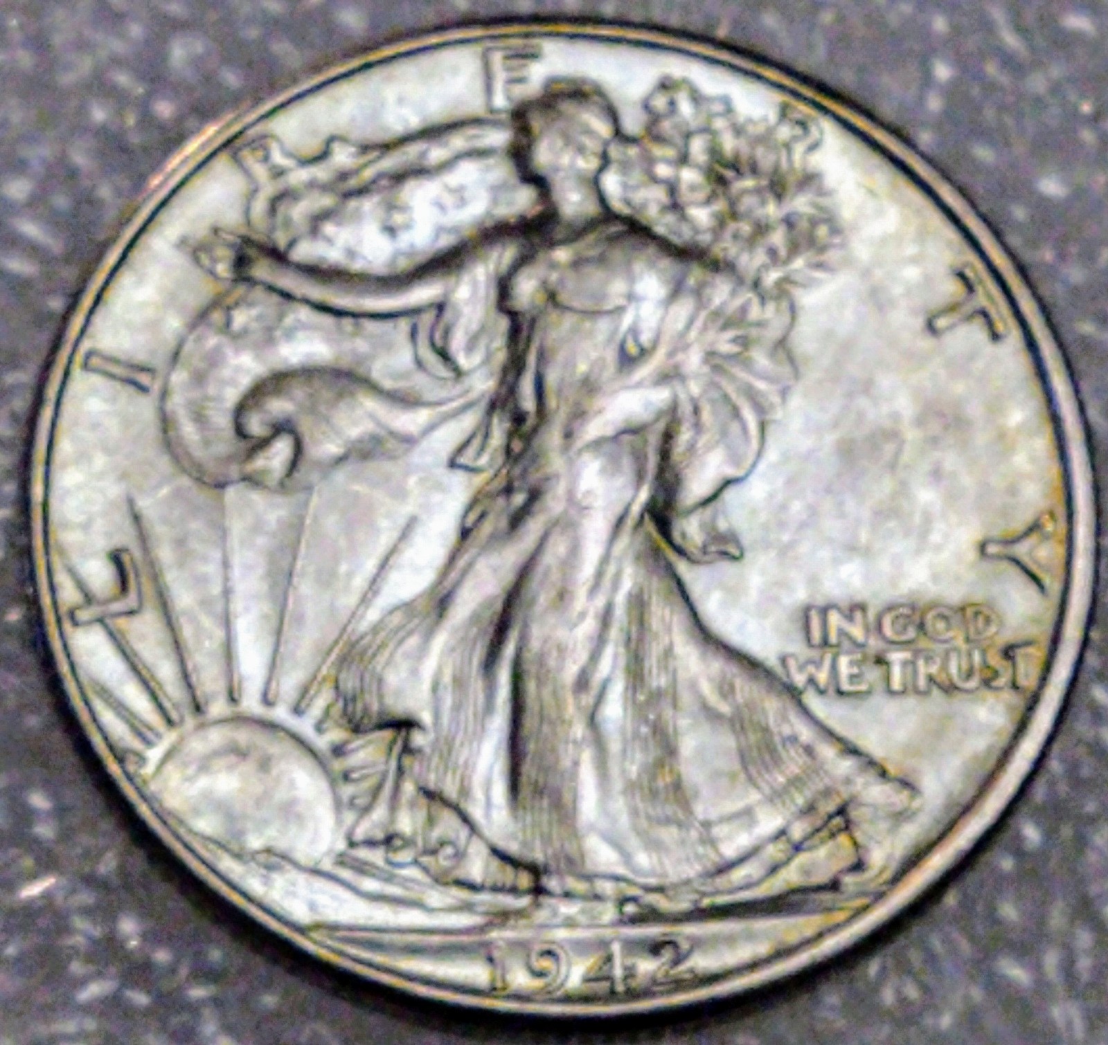 Choice 1942D SILVER Walking Liberty Half Dollar USA Toned Genuine 82 years old