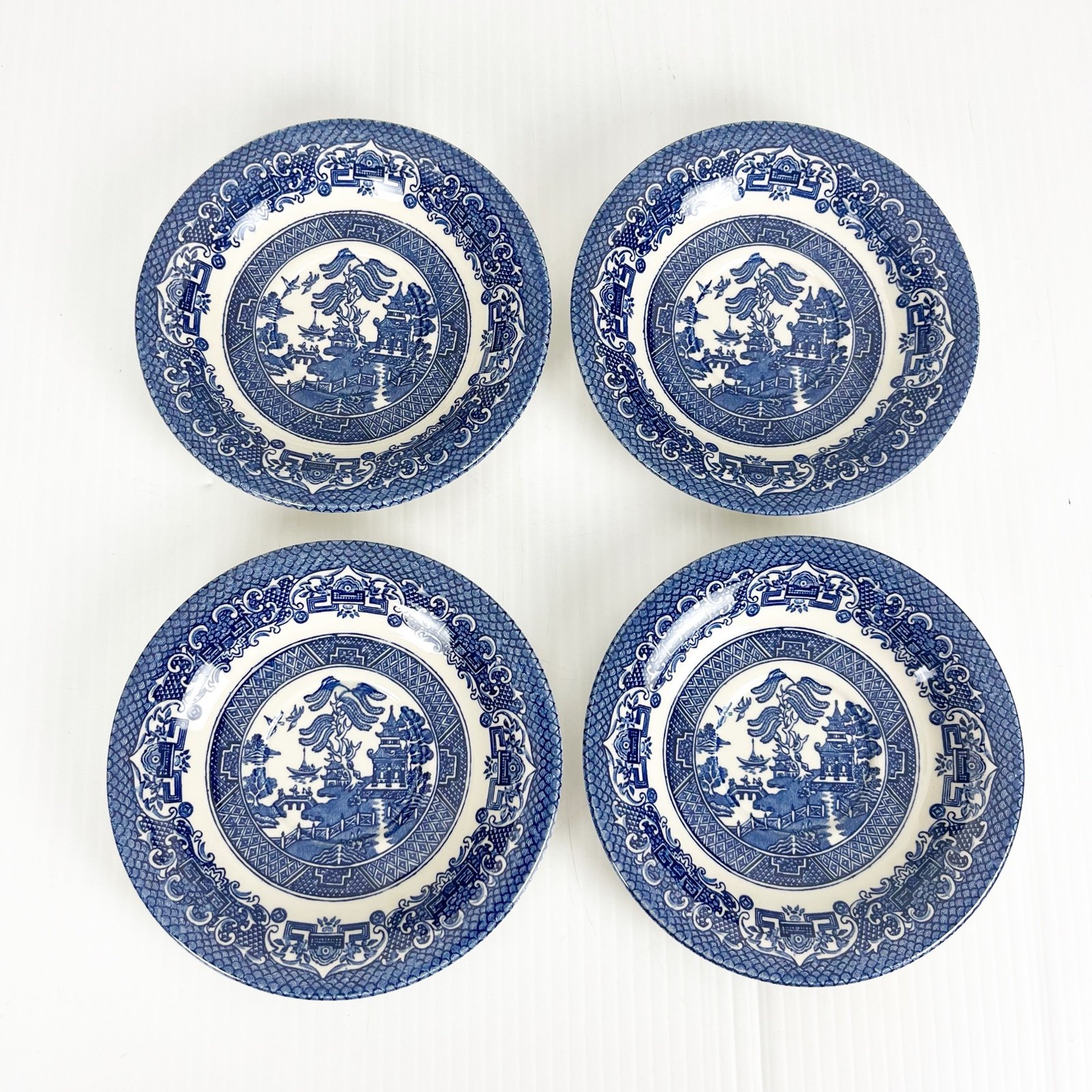 Set of 4 Blue Willow Ironstone England China Saucer Plate 5.5 Inch