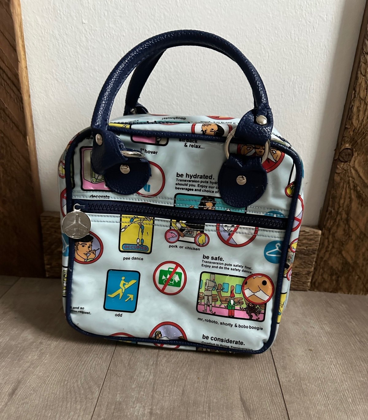 Y2K Transversion airline comic mini travel makeup / toiletry / storage bag with