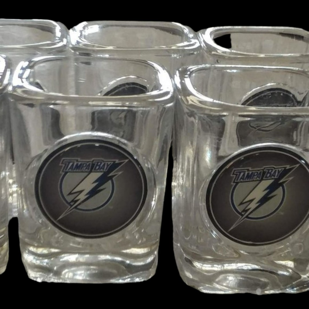 Tampa Bay Lightning heavy shot glasses (total of 8)