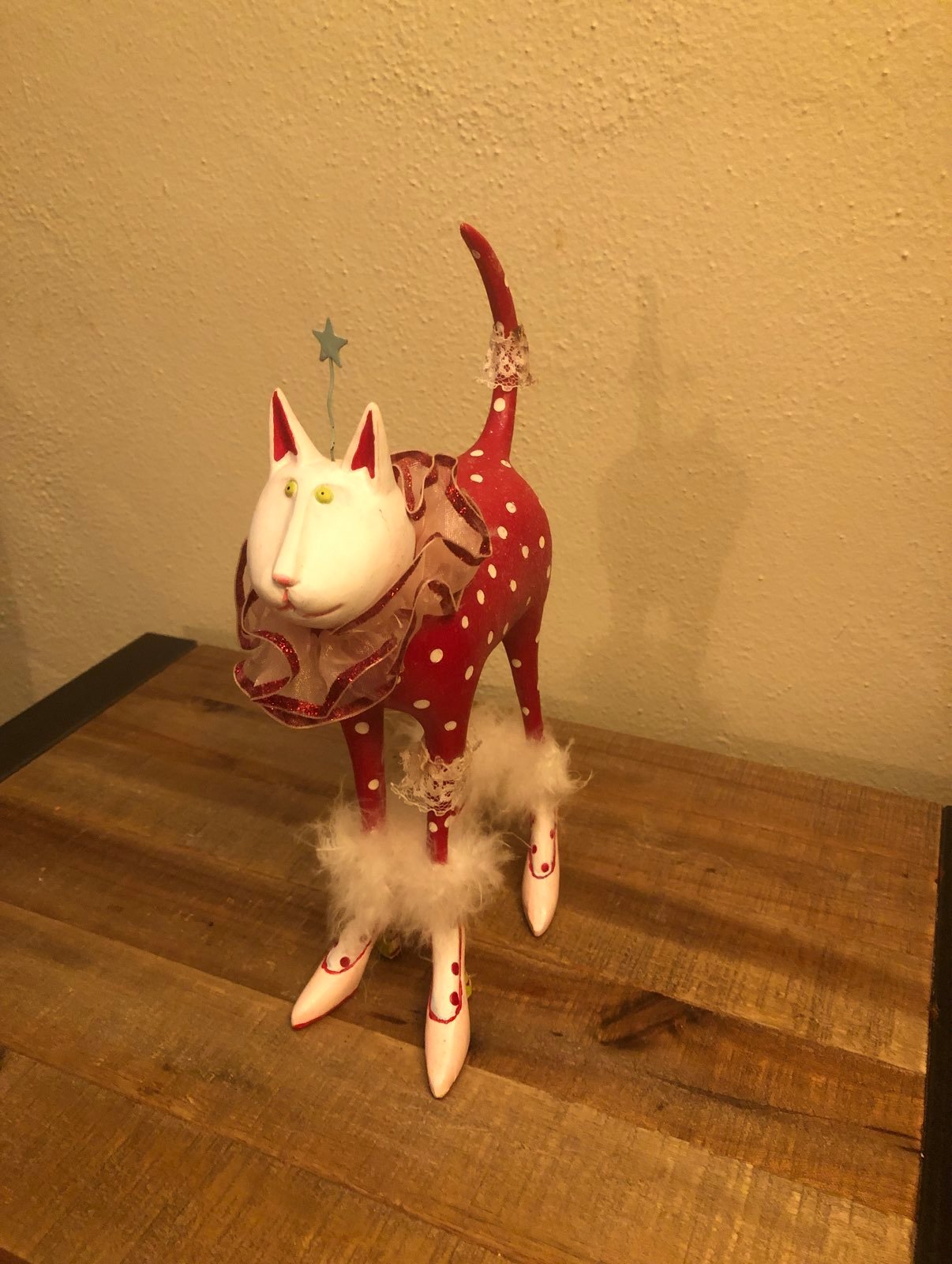 Very Rare! Dept 56 9 Krinkles Red Polka Dot Valentine CAT Figure Patience Brews