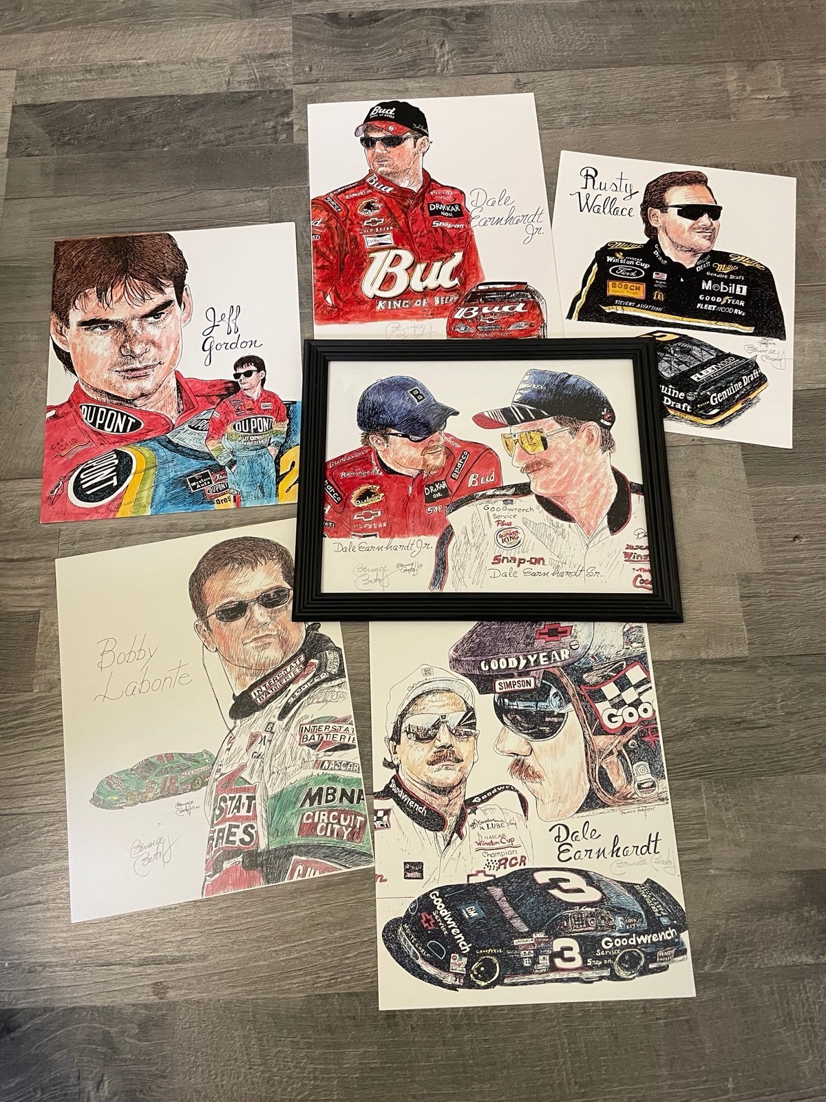 Nascar Set of 6 Prints by Artist Bernice Batoff for your Man Cave!