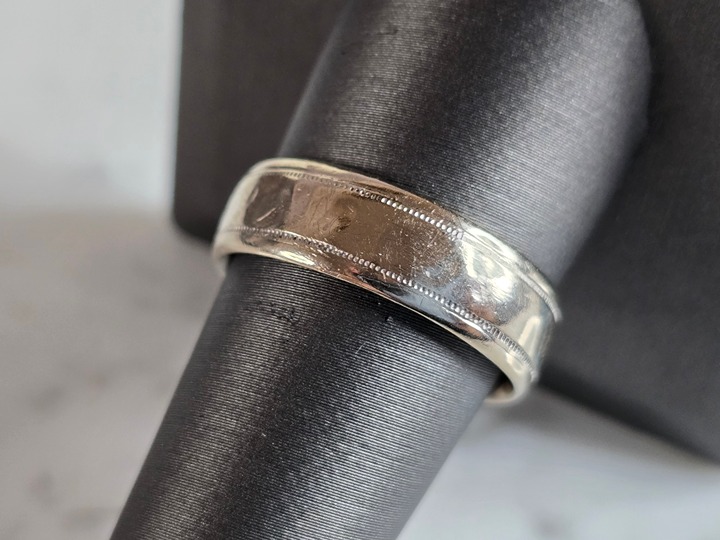Mens Vintage Estate 14K White Gold Wedding Band Ring, 7.1g E7284