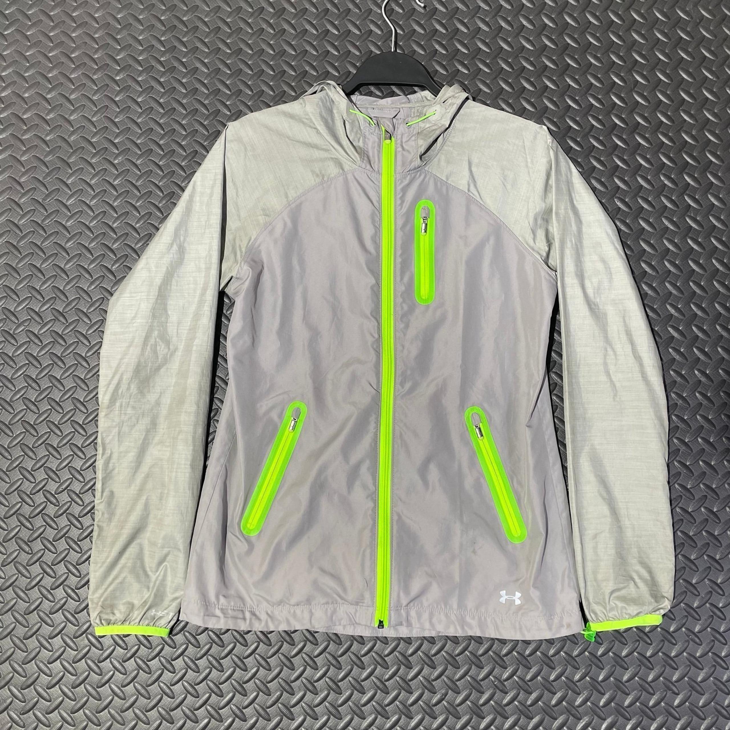 Under Armour Grey/Green Semi Fitted All Season Wind Breaker Jacket Women’s Sz XS
