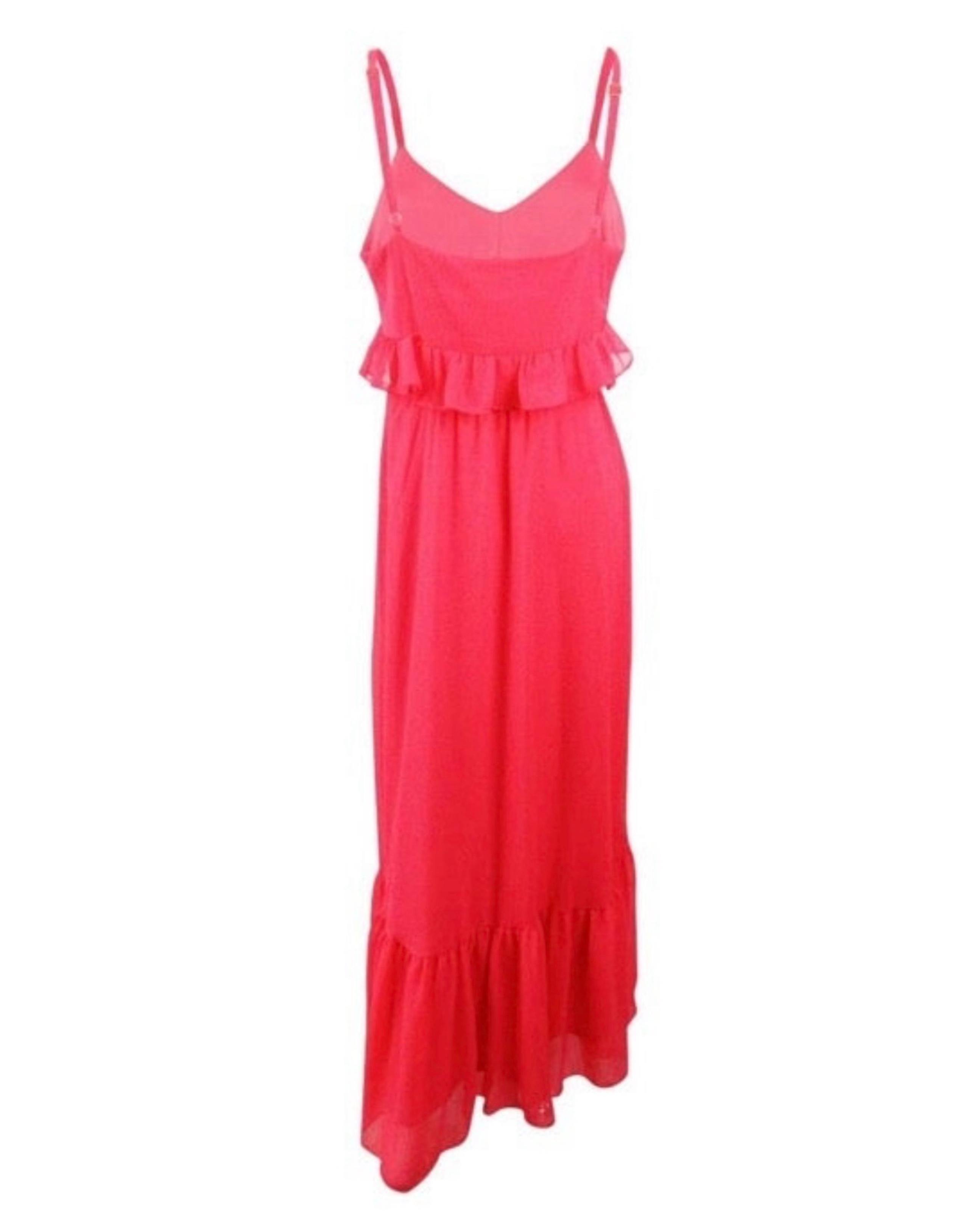 Calvin Klein Women's Chiffon Ruffled , Flowy, Maxi Dress -Water Mellon color