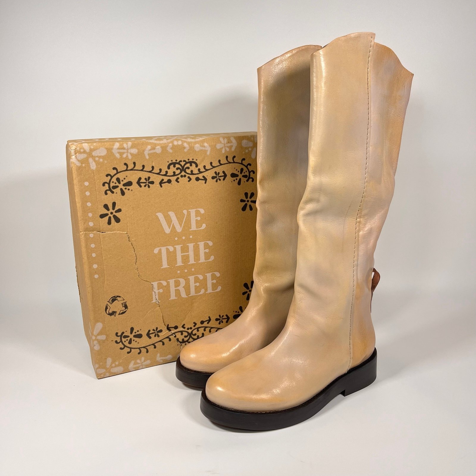 NEW 398 Free People We The Free Bryce Leather Equestrian Boots EU37.5 US7
