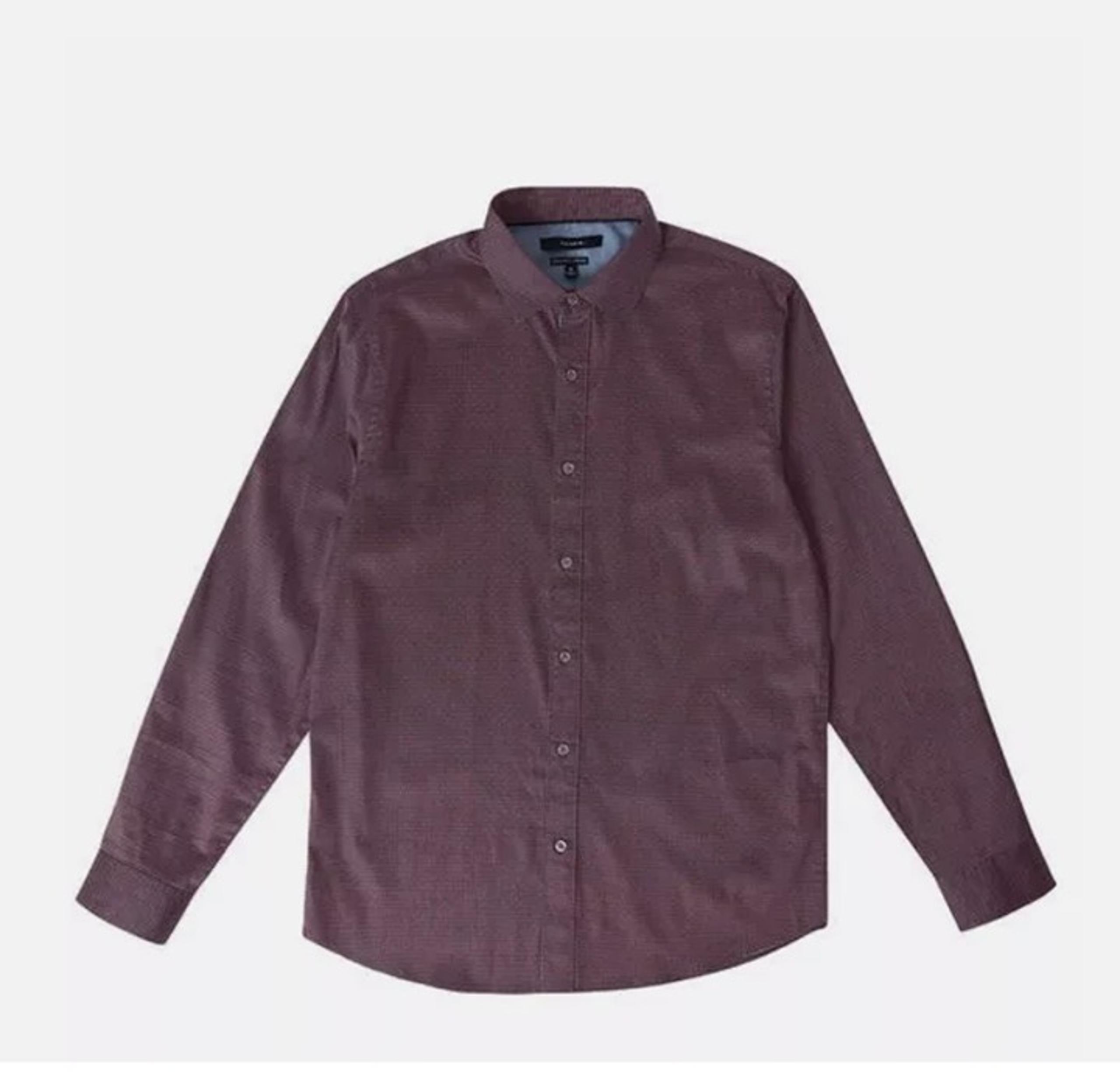 Tahari Men's Luxe Stretch Woven Long Sleeve Soft Feel Dress Shirt, Red, Sz L