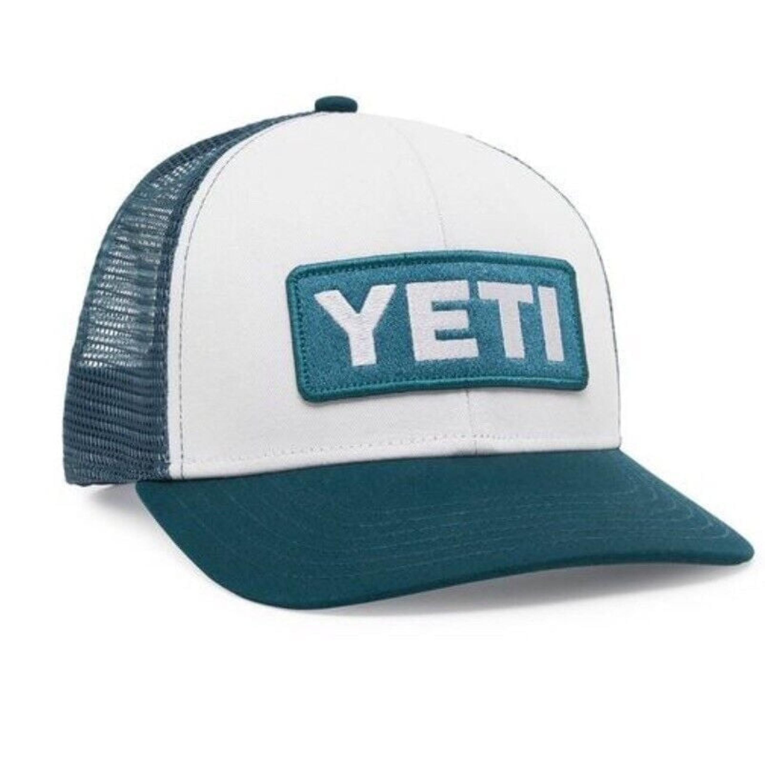 Yeti Men's Snapback Mesh Back Hat Green White Embroidered Logo Polyester