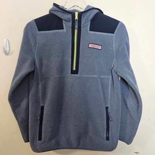 Vineyard Vines Kids' Fleece Half Zip Shep Shirt Hoodie In Faded Indigo Heather L