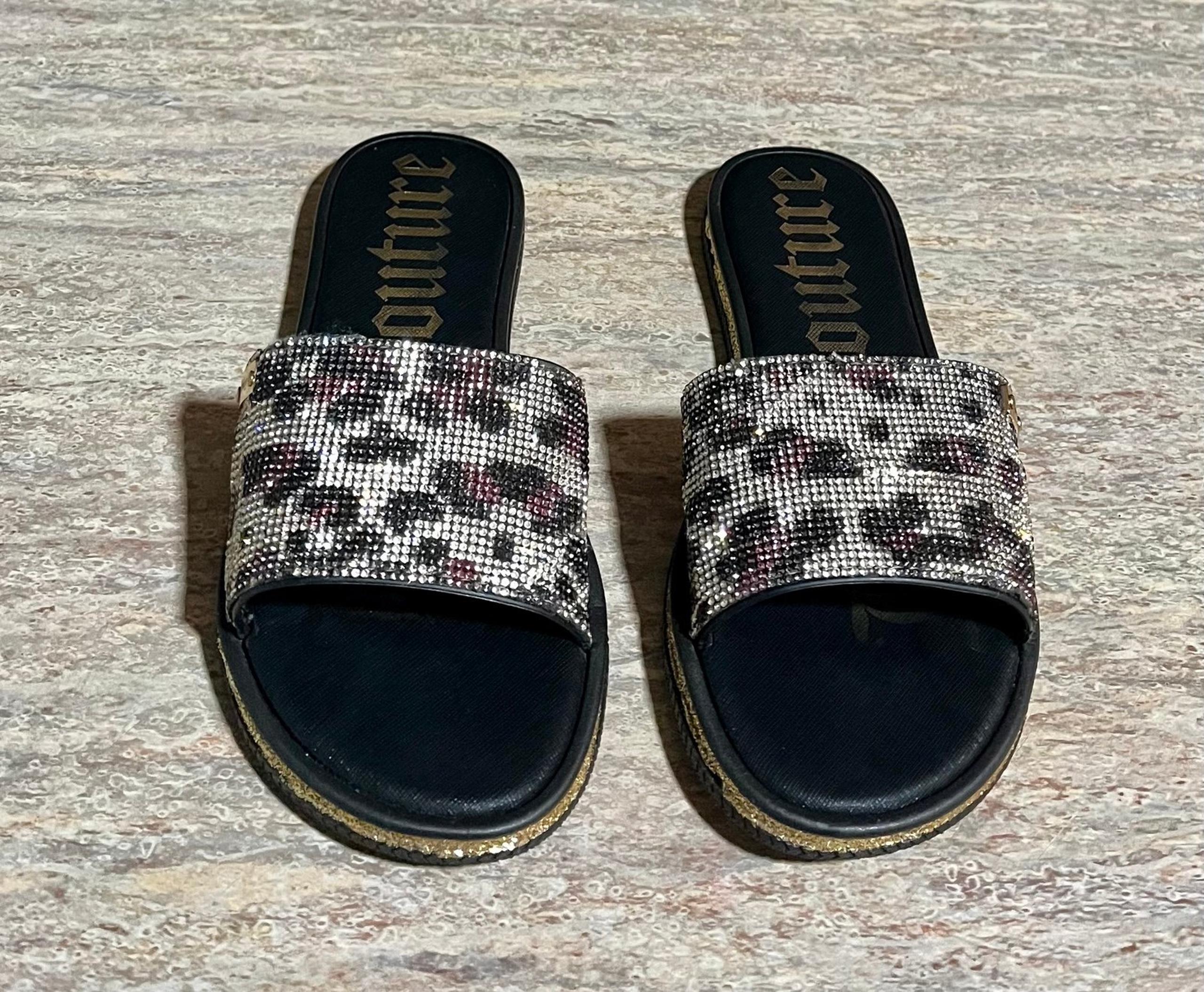 Juicy Couture Rare Camo Rhinestones Women’s Slide Sandals