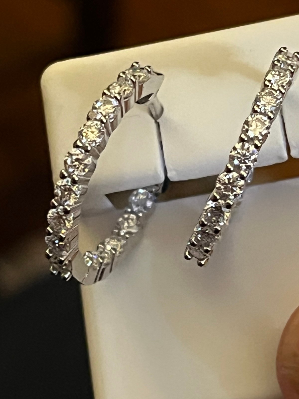 Sterling silver inside out Moissante huggie earrings