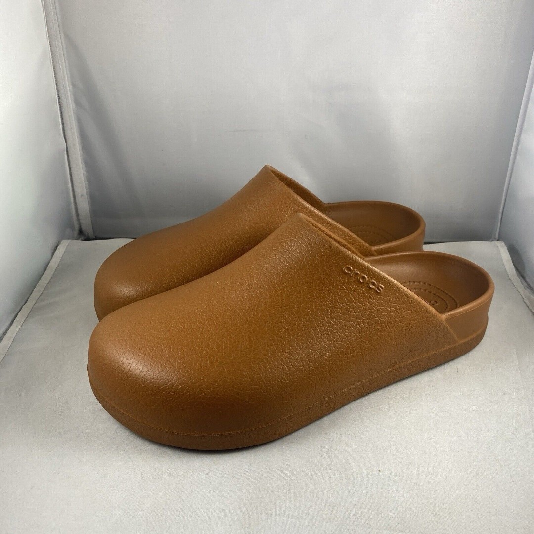 CROCS Dylan Clogs Slip On Slides Size Men’s 9 Women’s 11 Brown Shoes Sandals NEW