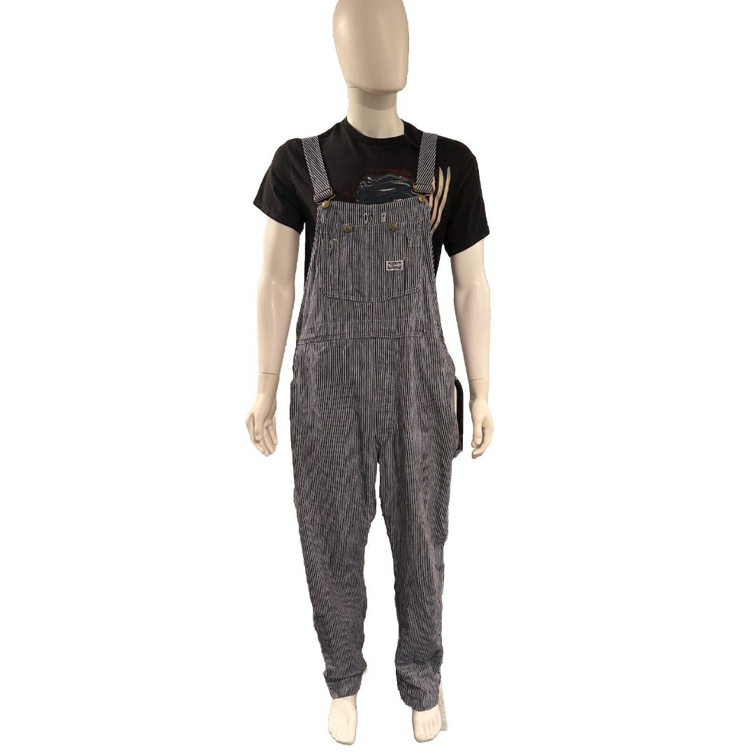 Vintage 60s Big Smith Sanforized Union Made Hickory Striped Overalls 36x32 RARE