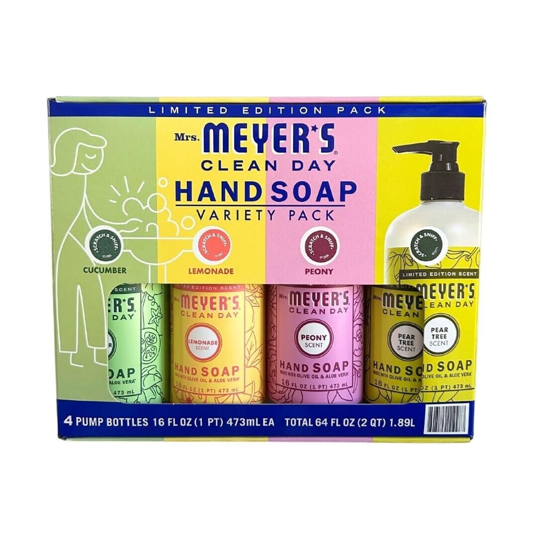 MRS. MEYER'S CLEAN DAY Hand Soap Summer Limited Edition Variety Pack 16oz 4 Pack