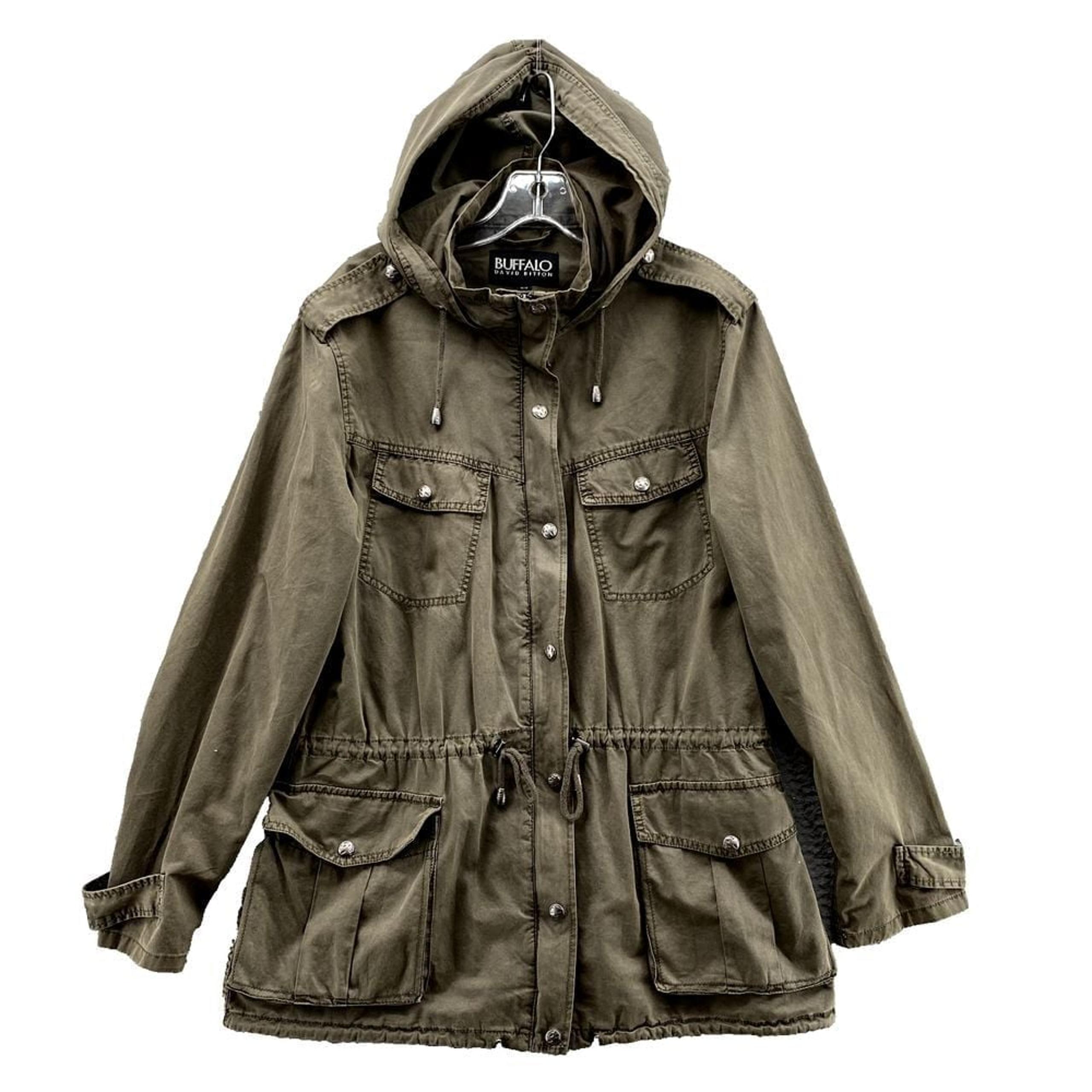 Buffalo David Bitton Jacket Women Medium Army Green Barn Chore Field Canvas Coat