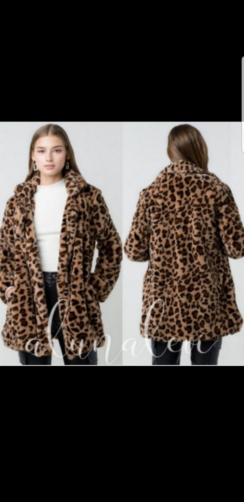 Leopard fur teddy coat