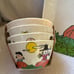 Linus Lucy Snoopy Scarecrow Pumpkin Patch Thanksgiving 4 Plates & 4 Snack Bowls