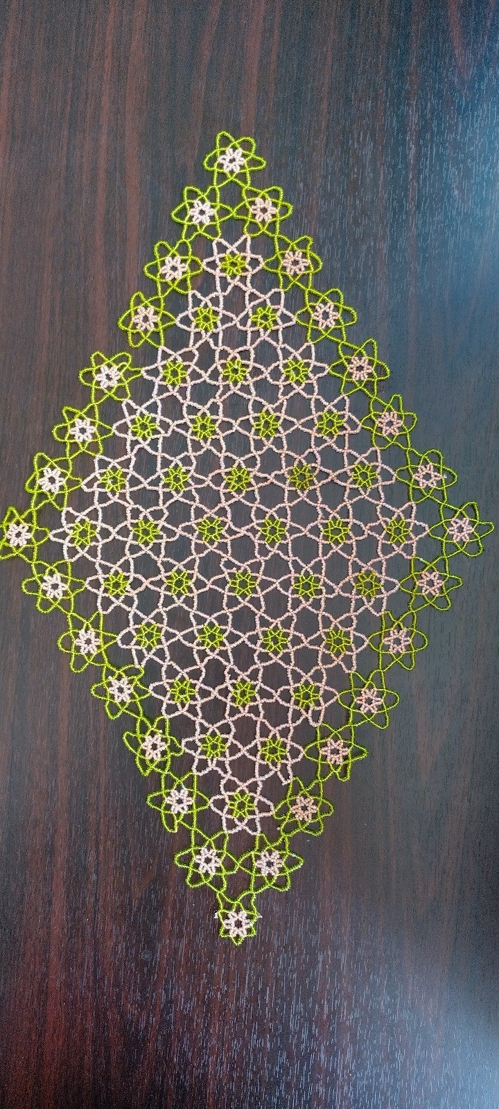 Decorative beads with green stars and pink stars