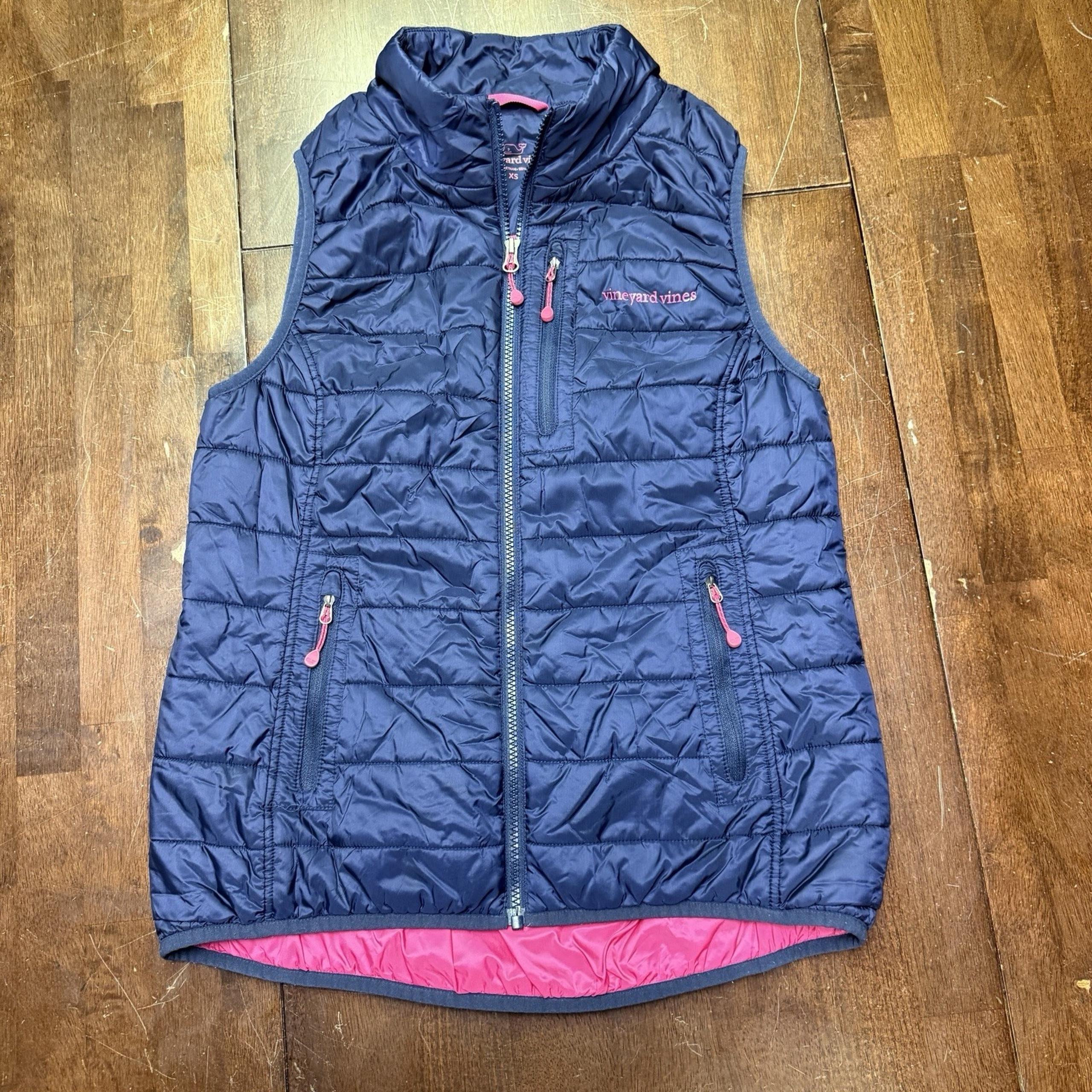 Vineyard Vines Puffer Vest Women XS Blue Quilted Full Zip Nautical Outdoor Golf
