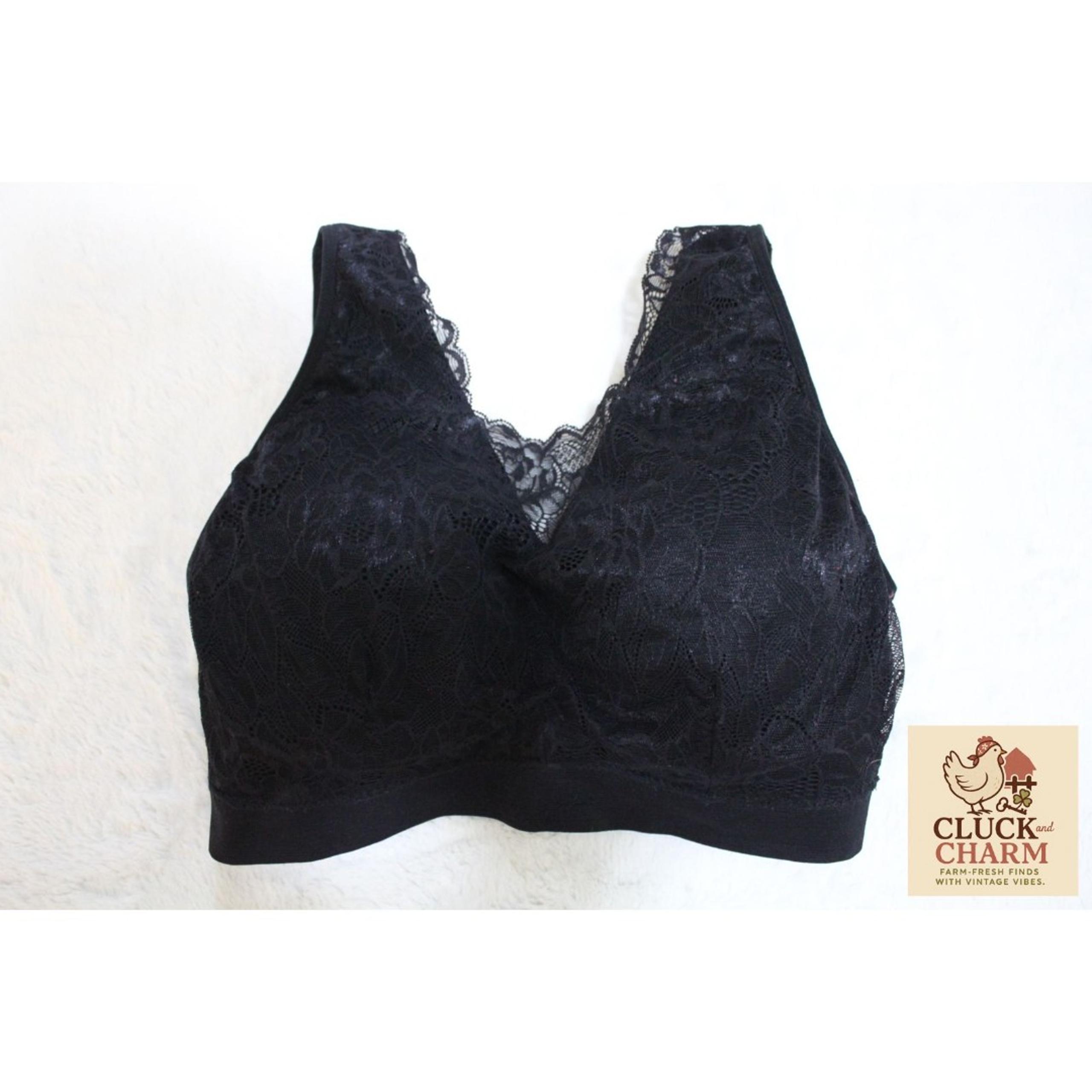 Breezies XL Black Wireless Lace Bra – Full Coverage Comfort
