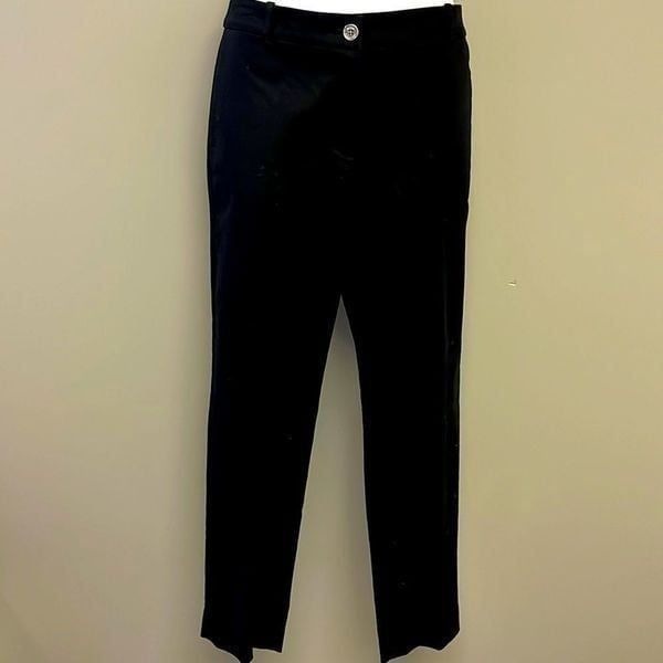 MICHAEL Michael Kors Black Cotton Button & Zipper Straight Dress Pants- 12