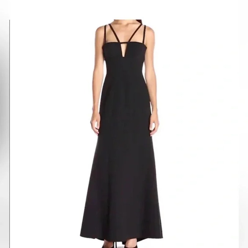 BCBG Leola Double Strap Cut Out Black Dress Formal Gown, Size 4