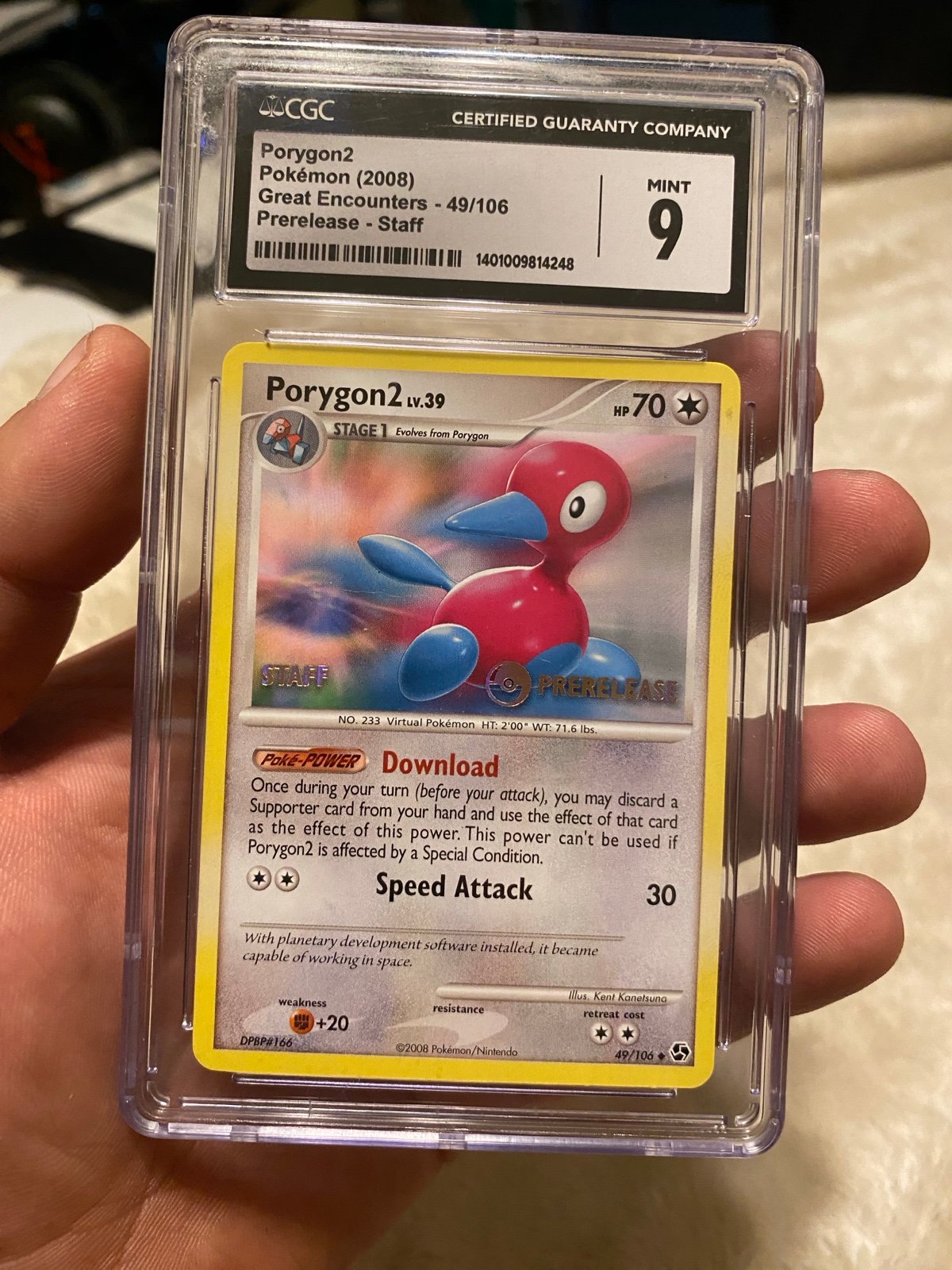 Porygon2 Prerelease Staff cgc 9 mint Diamond/Pearl Promo card