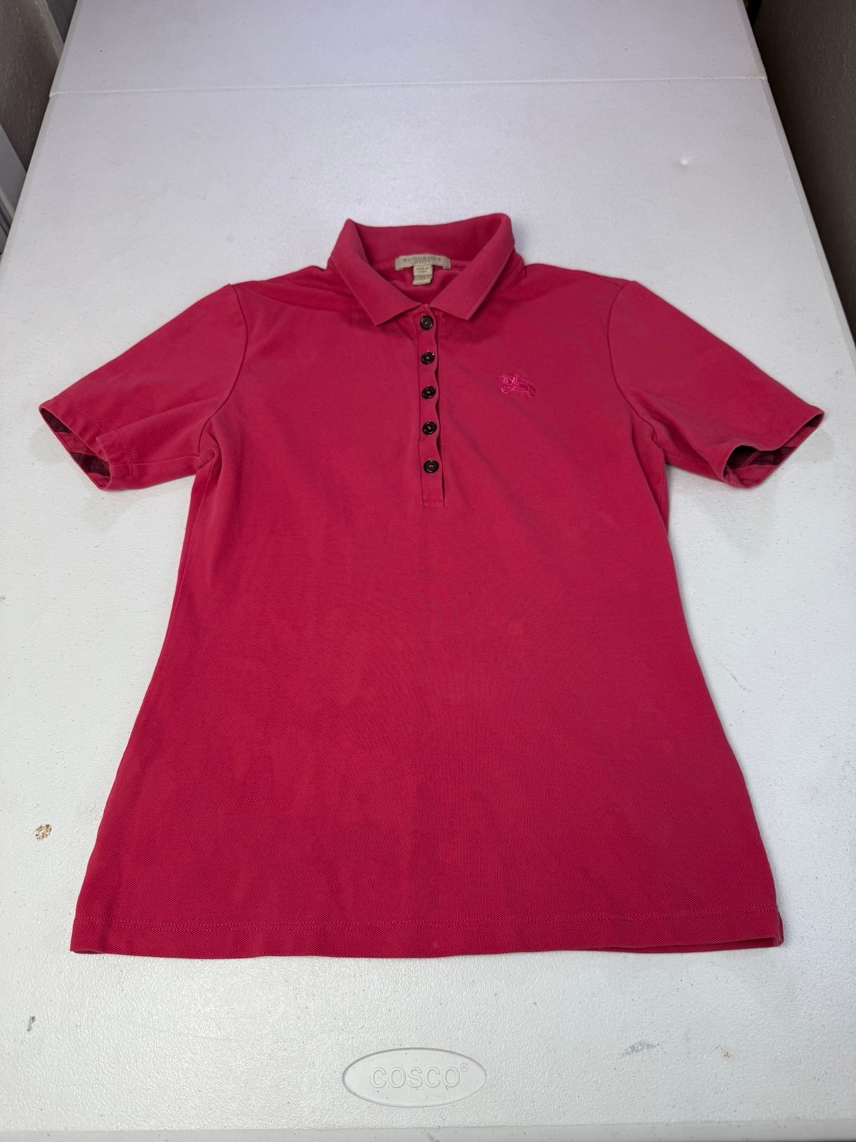 Burberry Brit women's Nova check short sleeve polo t shirt Red Sz XS