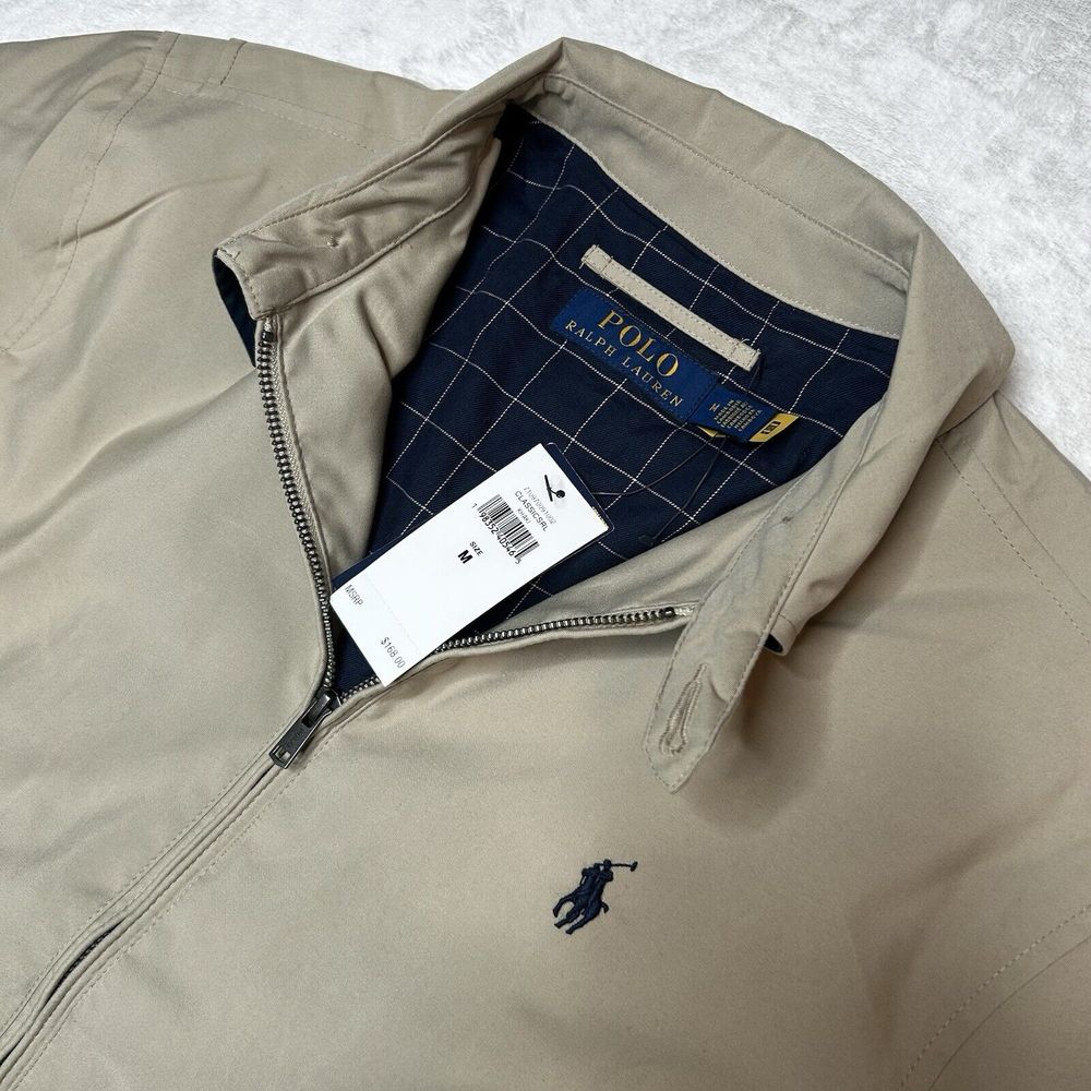 Polo Ralph Lauren Mens Medium Tan Bi-Swing Full Zip Up Jacket Pockets NWT 168