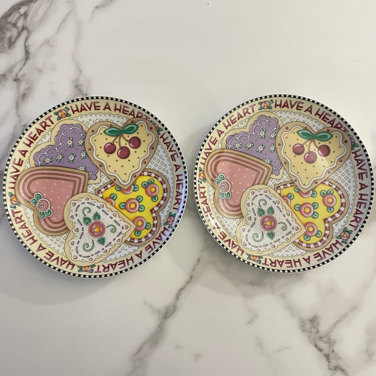2001 Mary Engelbreits “Have A Heart” Collection Dessert Plates Set of 2