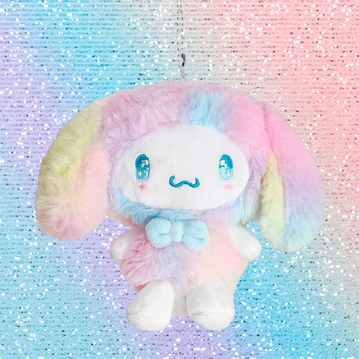 NEW - Sanrio Cinnamoroll Pastel Rainbow Plush Ball Chain Mascot Keychain