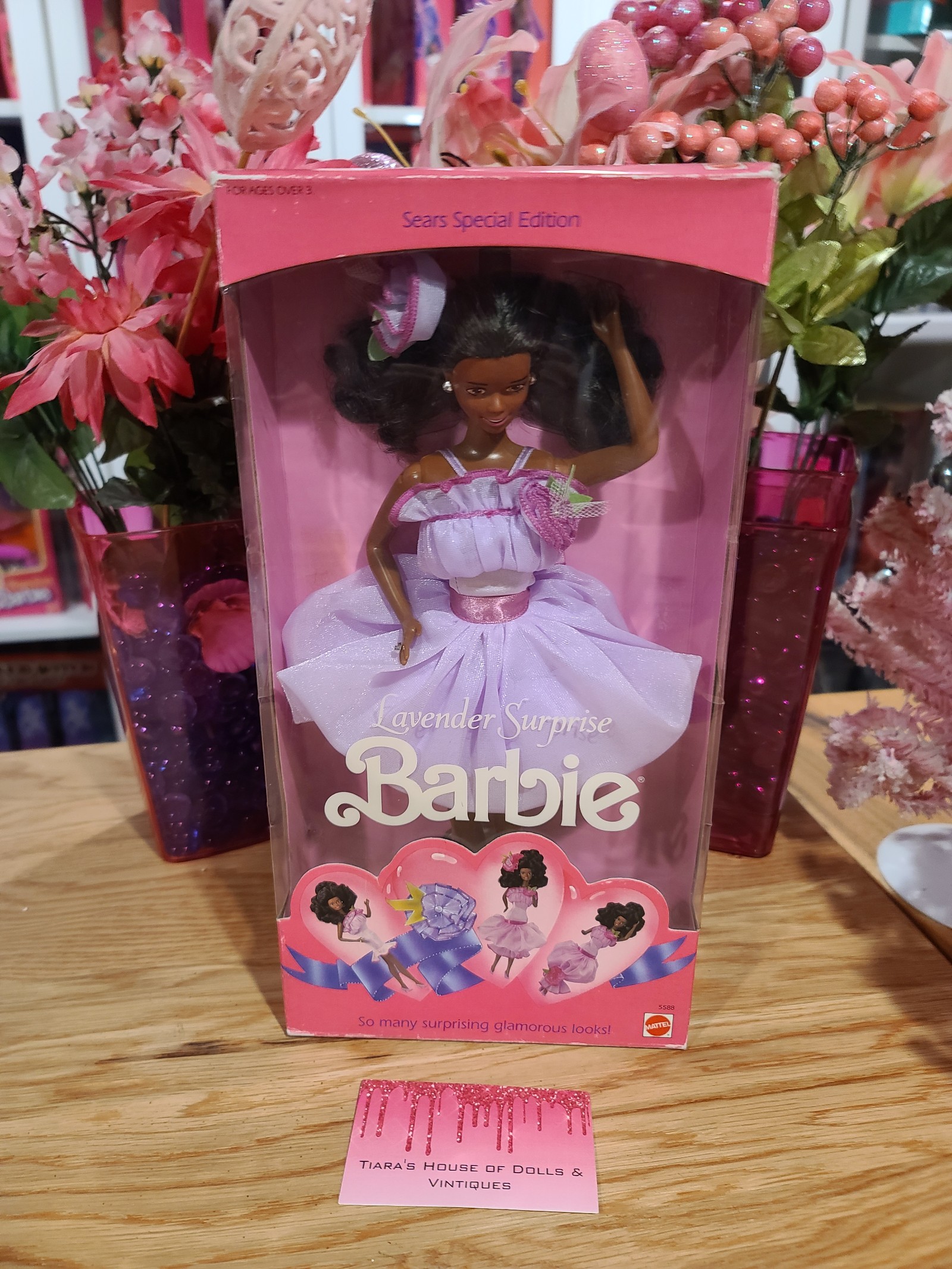 NEW! VINTAGE 1989 LAVENDER SURPRISE BARBIE AFRICAN AMERICAN!