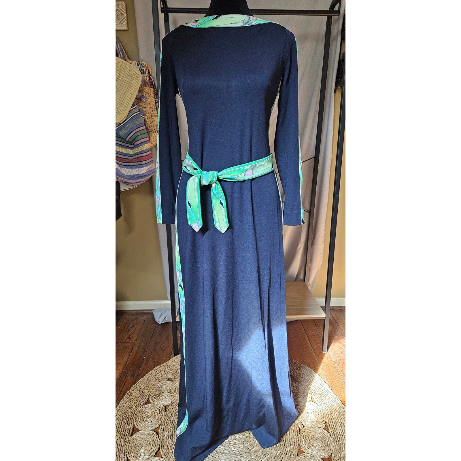 1960's Rare Vintage Leonard Black Maxi Dress