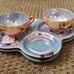 VNTG Porcelain Lusterware 2 Cups+2 Plates w/Hand painted Flowers + Butterflies