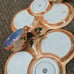 VNTG Porcelain Lusterware 2 Cups+2 Plates w/Hand painted Flowers + Butterflies