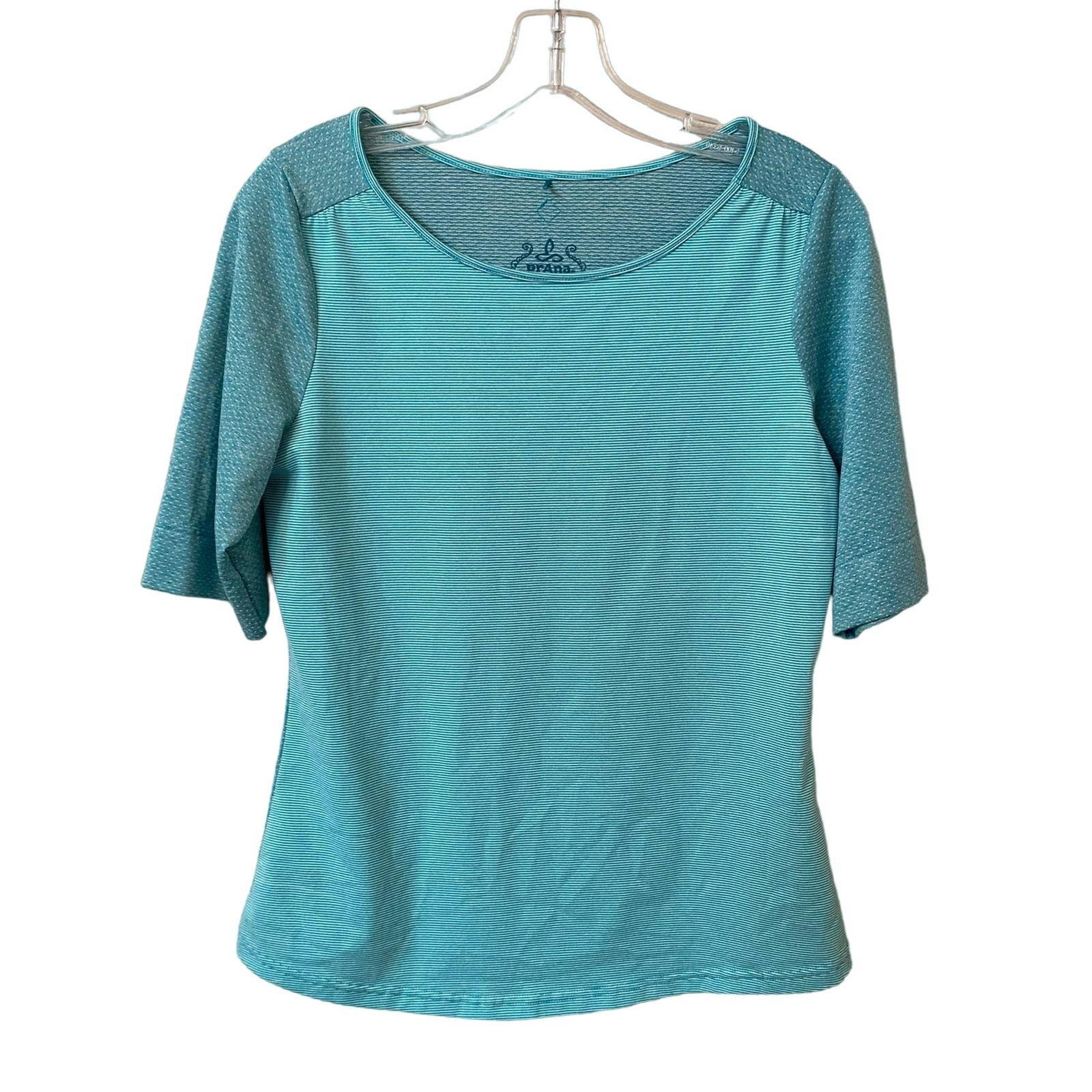 Prana Kaylin Teal Aqua Performance Breathable Mesh Shirt Women's Sz M w1kayl115