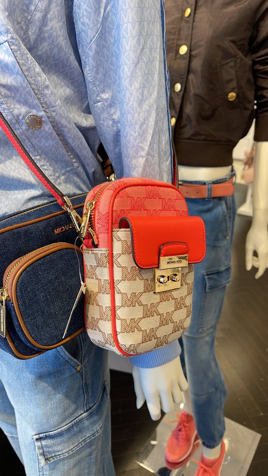 Michael Kors Sloan Editor Small Phone Logo Jacquard Crossbody Grapefruit