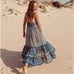 Daughters of India Geet Dress Womens Sz M Saphire Blue Cottage Core Prairie Boho