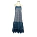 Daughters of India Geet Dress Womens Sz M Saphire Blue Cottage Core Prairie Boho