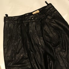 Vintage 90's Women's Black Leather High Waisted Tapered Mom Jeans | Size 14