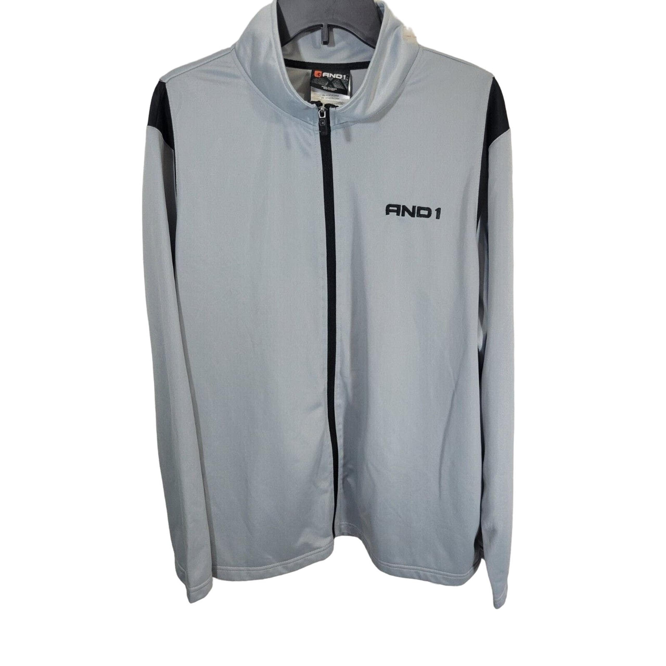 NWT AND1 Gray Embroidered Logo Full Zip Activewear Track Jacket Men's Size XL