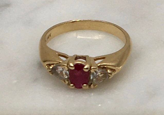 Estate 14k Gold Ruby & Diamond Ring