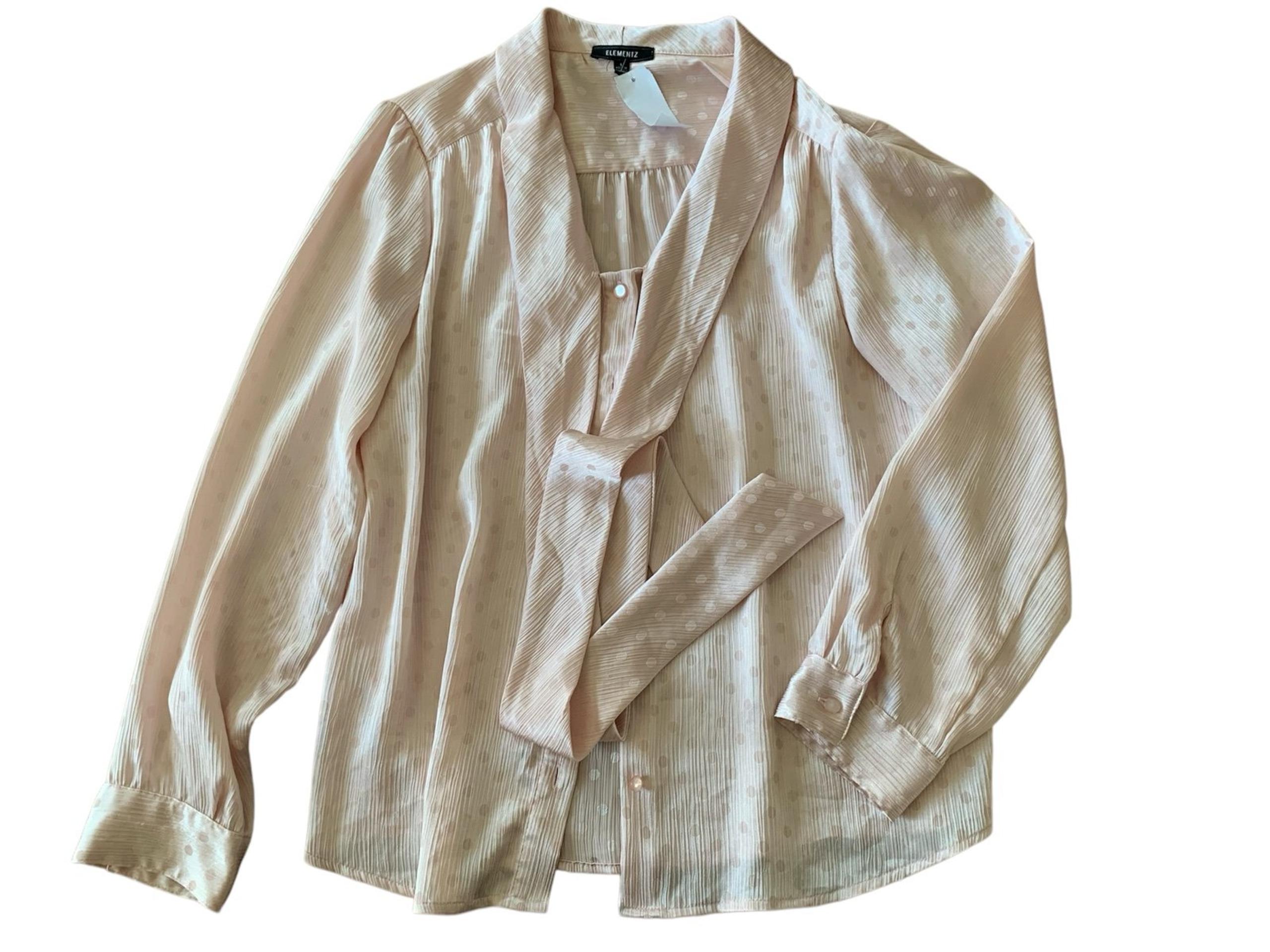 Elementz Women's blouse blush pink metallic color size L long sleeve