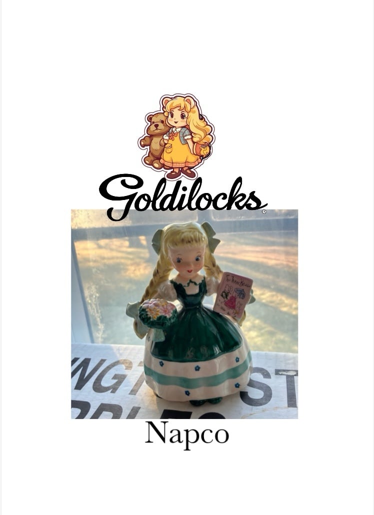 Vintage beautiful Goldilocks figurine by Napco ceramic, The three bears!