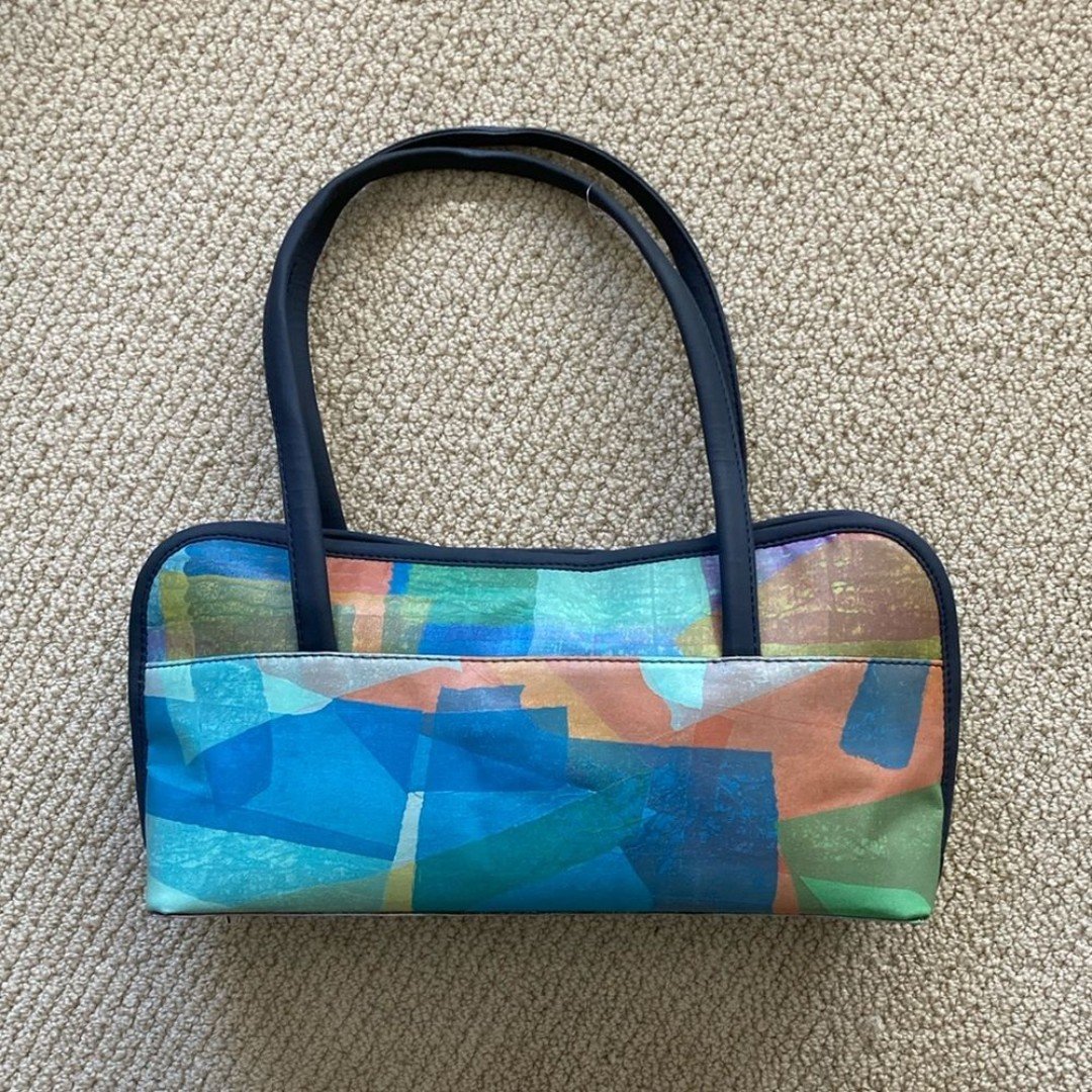 Y2K Watercolor Shoulder Bag Boho Pastel Southwest Artist Log Bag Tote Blue NIB