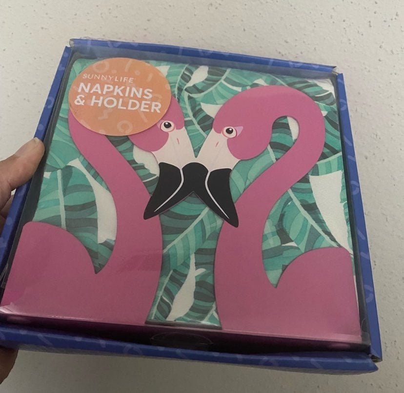 New Tropical Themed Flamingo Heavy Duty Napkin holder with napkins