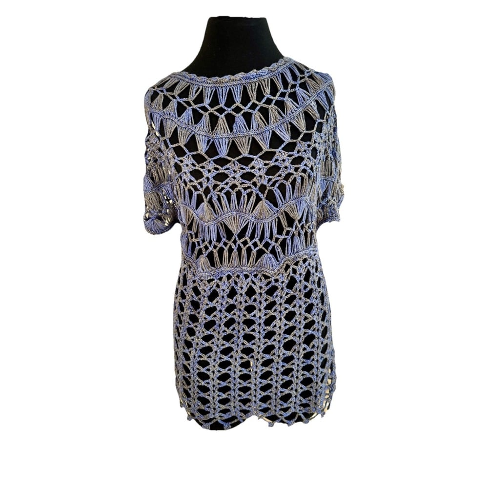 NWT Sioni Studio Crochet Open Knit Sweater Boho Top Swim Coverup L/XL MSRP 96.